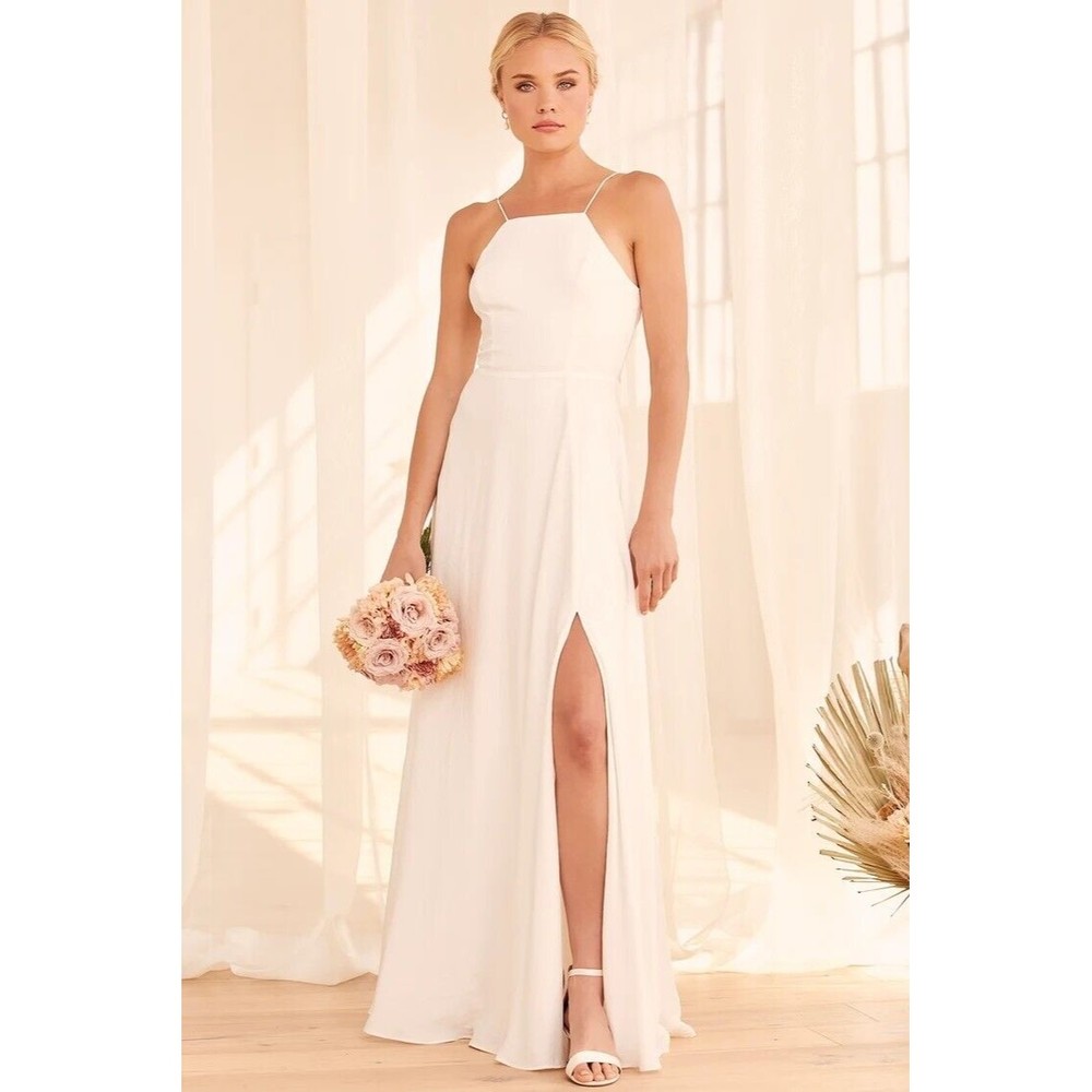 Size XS, Lulus White Tie-Back Maxi Dress